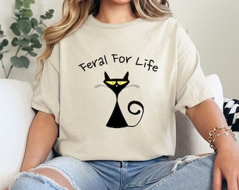 Cat Lovers T-shirt, Crazy Cat Lady tshirt, Wild Child Shirt, Gift for Friend, Black Cat Tshirt, Animal Rescue Tshirt, Cat Rescue T-shirt