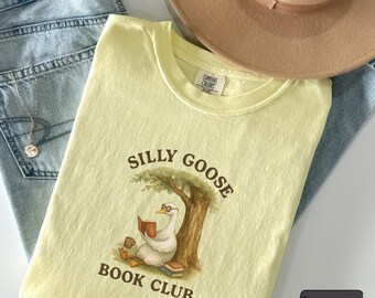 Silly Goose Book Club Comfort Colors Shirt: Retro Bookish Tee