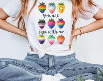 LGBT Pride Strawberry Shirt - Comfort Colors - You Are Safe With Me