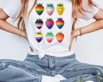 LGBT Pride Strawberry Grid Shirt - Comfort Colors Tee