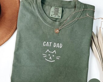 Embroidered Cat Dad Shirt, Cat Dad Club, Gift For Men, Funny Cat Lover Sweater, Pet Parent, Comfort Colors Shirts, Gildan Sweatshirts