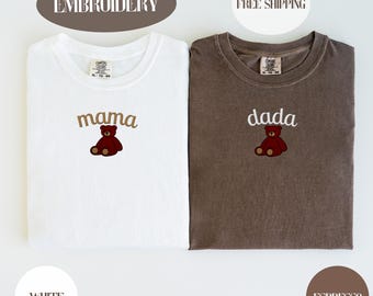 Embroidered Mama Bear Shirt, Matching Dada & Teddy Bear Family Shirts