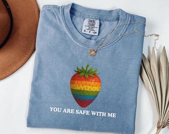 Rainbow Strawberry Comfort Colors Shirt - LGBT Pride Tee