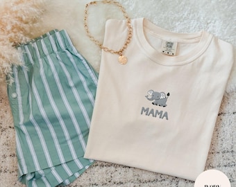 Custom Elephant Mama Dada or Other Word Embroidery, Comfort Colors Shirts And Gildan 18000 Sweatshirts