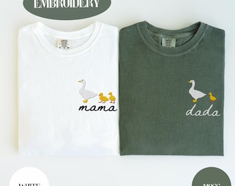 Custom Goose Mama Dada or Other Embroidery, Pocket Design, Custom Chick Count (1,2 or 3), Comfort Colors Shirts and Gildan 18000 Sweatshirts