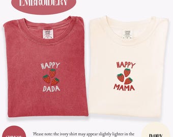 Custom Embroidered Berry First Birthday Matching Shirt, Berry Mama Dada, Strawberry 1st Bday, Comfort Colors, Gildan 18000 Sweatshirts