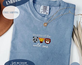 Custom Embroidered Wild One Shirt, Comfort Colors, 1st Birthday Safari, Matching Parents Tee