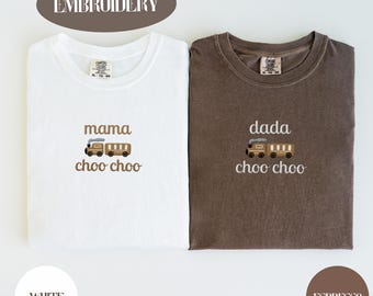 Custom Embroidered Train Birthday Shirt, Comfort Colors, Gildan 18000 Sweatshirts, Matching Shirts For Family Choo Choo