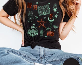 The Life of a Witch Shirt, Magical Book Shirt, Witchcraft Graphic Tee, Occult Reader Gift, Halloween Witch Top