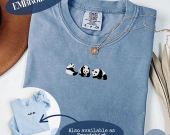 Embroidered Panda Shirt, Panda Embroidered Crewneck, California Sweater, Embroidered Sweatshirt,  Comfort Colors, Gildan 18000 Sweatshirts
