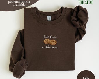 Twin Pregnancy Announcement Sweatshirt, Two Buns in the Oven Embroidery, Twin Mom Pregnancy Reveal, Expecting Twins Gift