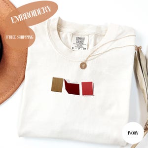 Embroidered Books Shirt, Comfort Colors, Book Lover Shirt, Book Lover Gift, Librarian Gift, Cute Book Embroidery, Readers Shirt, Book Club