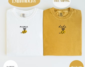 Custom Embroidered Bee First Birthday Family Matching Shirts, 1st Bumble Bee Bday Tee, One Bee Birthday, Cute Mama Bee Embroidery Shirt