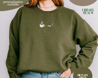 Embroidered Coffee and Cigs Sweatshirt, Nicotine and Caffeine Shirt, Smoker Gift Sweatshirt, Coffee Lover Gift, Cigarettes Breakfast Shirt