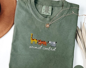 Custom Embroidered Mama of Wild One, Party Animal Control, Birthday Safari, Matching Parents Shirt, Comfort Colors, Gildan 18000 Sweatshirts