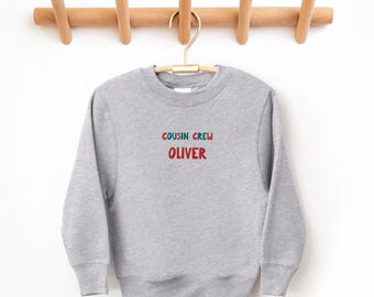 Custom Cousin Crew Embroidered Youth Sweatshirt, Kids Crewneck, Custom Text, Personalized Cousin Sweater