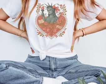 Liberty Statue Comfort Colors Shirt: Messy Coquette USA, 4th of July