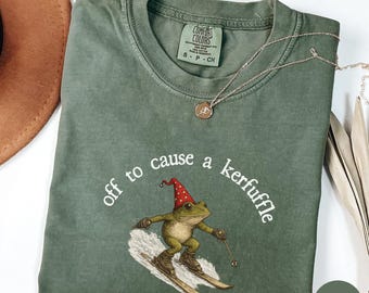 Off To Cause A Kerfuffle On Skis, Frog On Skis Sweatshirt, Skiing Medieval Frog Shirt, Funny Gift for Skier, Comfort Colors, Gildan 18000