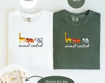 Custom Safari Birthday Party Shirts For Mama, Dada, Kids, Animal Control, Party Animal, Wild One Birthday, Comfort Colors, Gildan 18000
