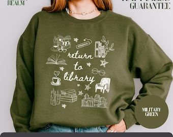 Return To Library Shirt, Comfort Colors, Bookish Sweatshirt, Booklover Sweatshirt, Readers Gift