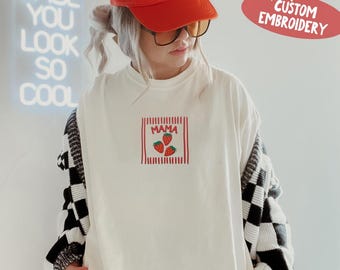 Custom Strawberry Birthday Shirt, Berry Sweet Embroidery, Matching Mama Dada Family Outfit, Comfort Colors Tee, Gildan Sweatshirt