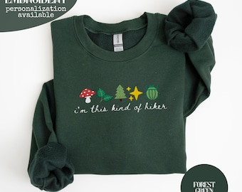 Embroidered Hiking Shirt, Outdoor Adventure Sweatshirt, Mountain Hiker Gift, Nature Lover Crewneck