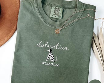 Embroidered Dalmatian Mom Shirt, Dalmatian Mama Sweatshirt, Spotted Dog Lover Gift, Personalized Pet Owner Tee