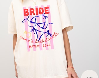 Bikini Personalized Bachelorette T-shirt, Customizable Coastal Bride Tee, Custom Beach Bachelorette Shirt, Comfort Colors, Gildan 18000