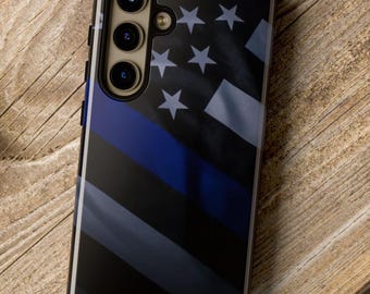 Thin Blue Line Phone Case, Protect and Serve, Law Enforcement Support Tough Case, American Flag Serve Protect Phone Case | iPhone Samsung