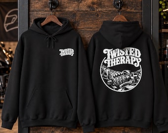 Twisted Therapy Hoodie, Sportbike Rider Hoodie, Motorcycle Handlebar Graphic Sweatshirt, Biker Gift, Throttle Therapy, Motorcycle lifestyle