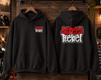 Street Rebel Hoodie, Graffiti Streetwear Sweatshirt, Biker Hoodie, Motorcycle Hoodie, Urban Graphic Pullover, Rebel Street Style Gift
