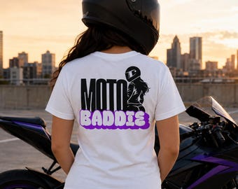 Moto Baddie T-Shirt, Female Rider Tee, Biker Girl Gift, Biker Babe.