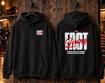 Fast Living Bike Life Hoodie, Motorcycle Hoodie, Biker Sweatshirt, Sportbike Rider Gift, Motorcycle Rider Hoodie