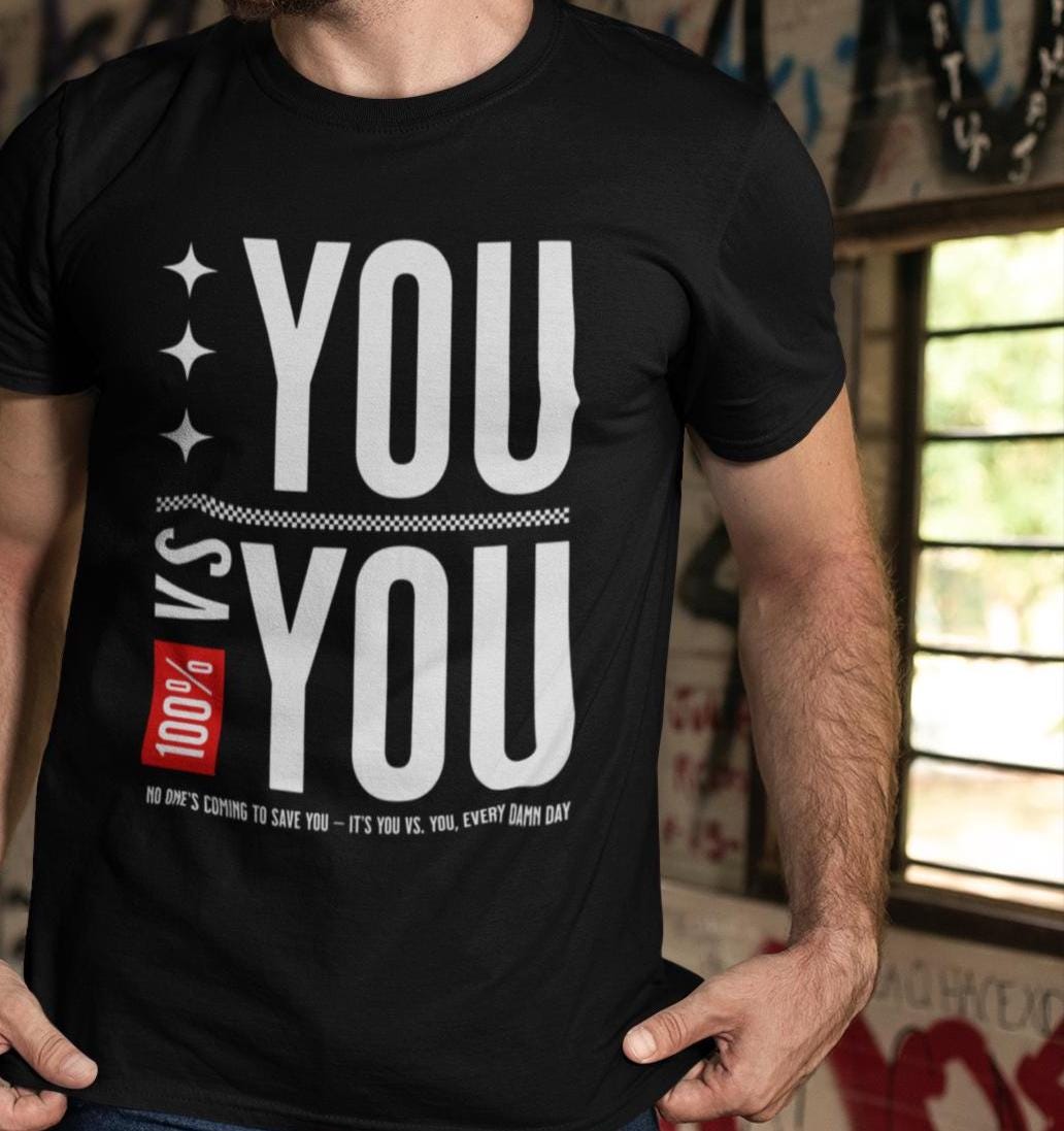 You vs You T-Shirt - 100% Mental Schlacht Grafik-T-Shirt, Discipline Over Excuses Motivations-Shirt, Hustle Mindset Gym Bekleidung, Focused Fit
