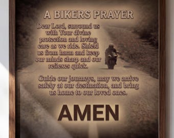Biker Prayer Wall Canvas, Motorcycle Prayer Decor, Christian Biker Gift, Motorcycle Wall Art, Rider Blessing, Vintage Decor