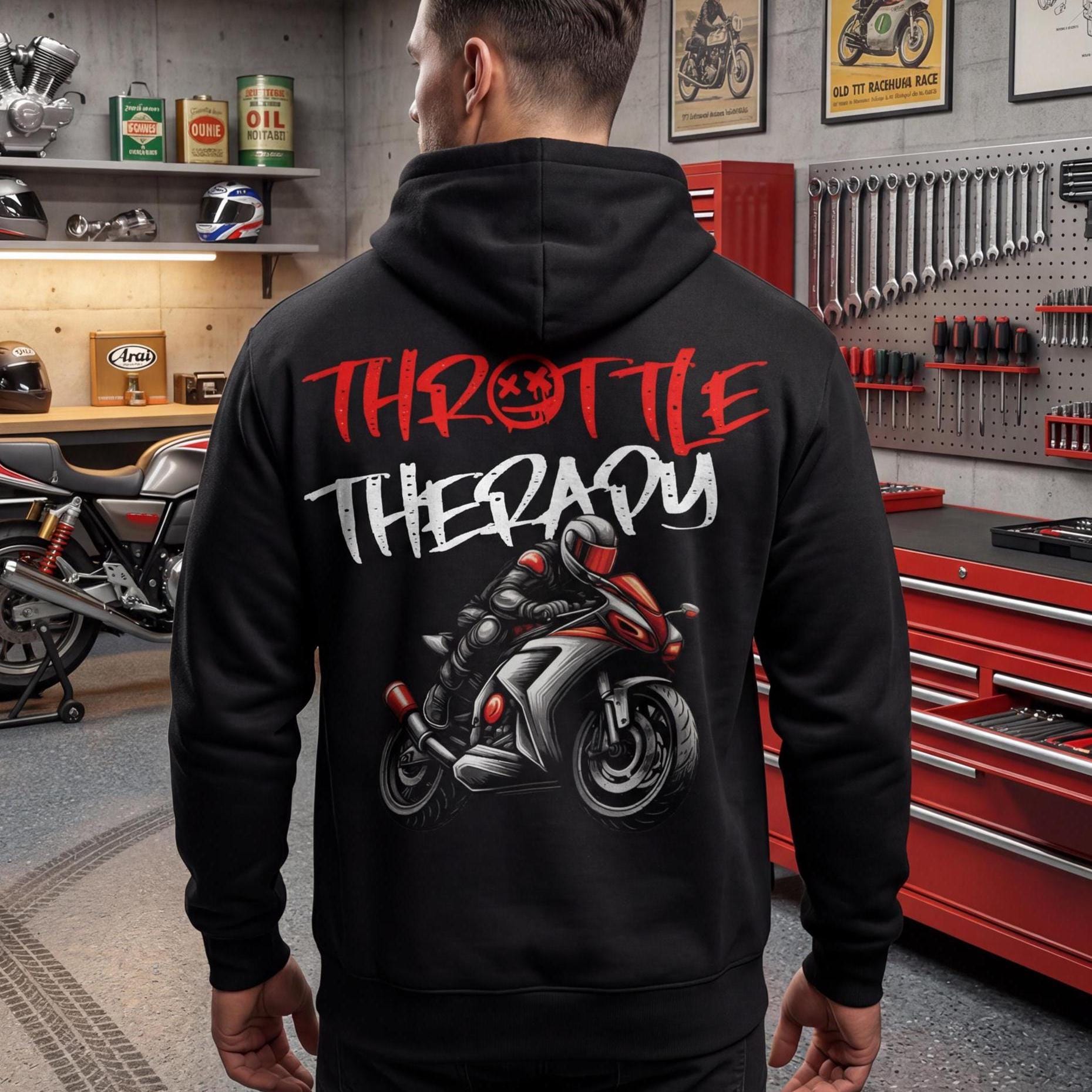 Throttle Therapy Motorcycle Hoodie, Biker Mental Health Sweatshirt
