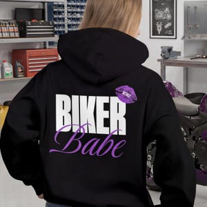 Biker Babe Hoodie, Womens Motorcycle Hoodie, Biker Chick Sweatshirt, Rider Wife Gift, Cute Biker Hoodie,