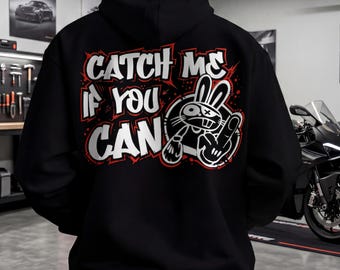 Sudadera con capucha de motociclista "Atrápame si puedes", sudadera con capucha de motociclista, sudadera con capucha de motociclista deportivo, sudadera con capucha de carreras callejeras, regalo para motociclista