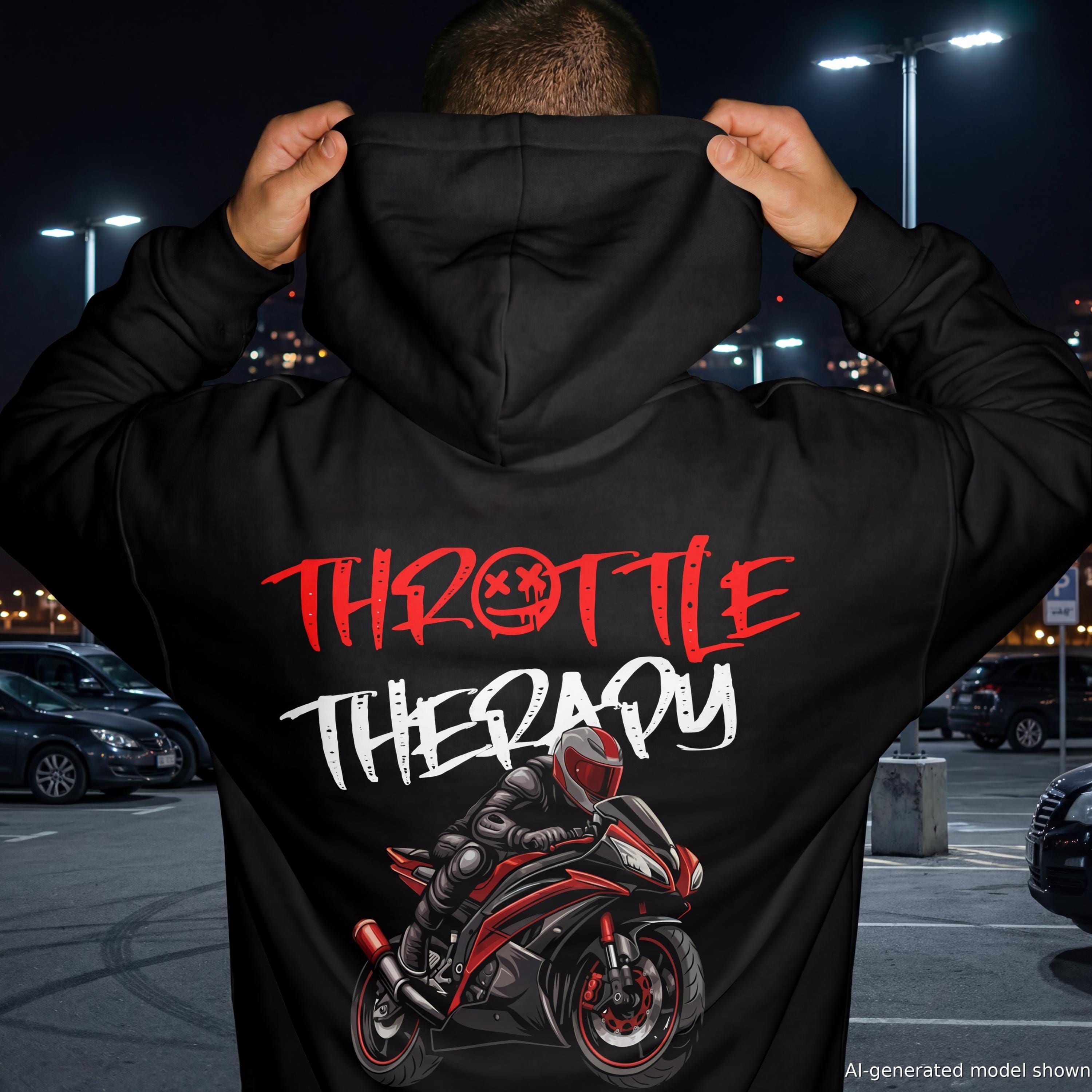 Motoki's Birthday Hoodie Mサイズ Throttle Therapy Motorcycle Hoodie, Biker Mental Health Sweatshirt