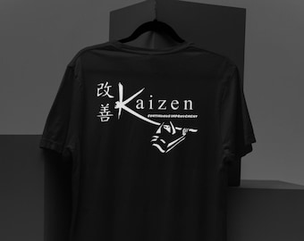Kaizen Continuous Improvement Samurai T-Shirt | Japanese Kanji Motivational Tee | Stoic Mindset Streetwear | Zen Warrior Shirt