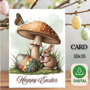 Biglietto di Pasqua da stampare, biglietto di Pasqua stampabile, biglietto di Pasqua digitale, biglietto di auguri di Pasqua coniglietto, biglietto di Buona Pasqua, biglietto di Pasqua digitale, 10x15