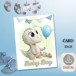 Carte de naissance numérique garçon "Baby Boy", carte bébé à imprimer, carte de félicitations naissance, 10 x 15 cm