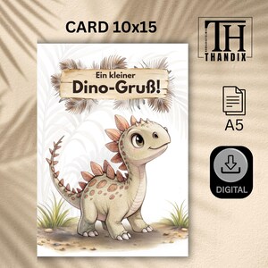 Grußkarte "Dino-Kentrosaurus" für Kinder, 10x15 Digital zum ausdrucken, Art. 455