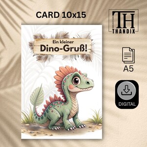 Grußkarte "Dino-Spinosaurus" für Kinder, 10x15 Digital zum ausdrucken, Art. 456