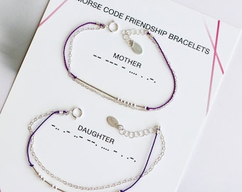 Mother Daughter Morse Code Friendship Bracelet Set