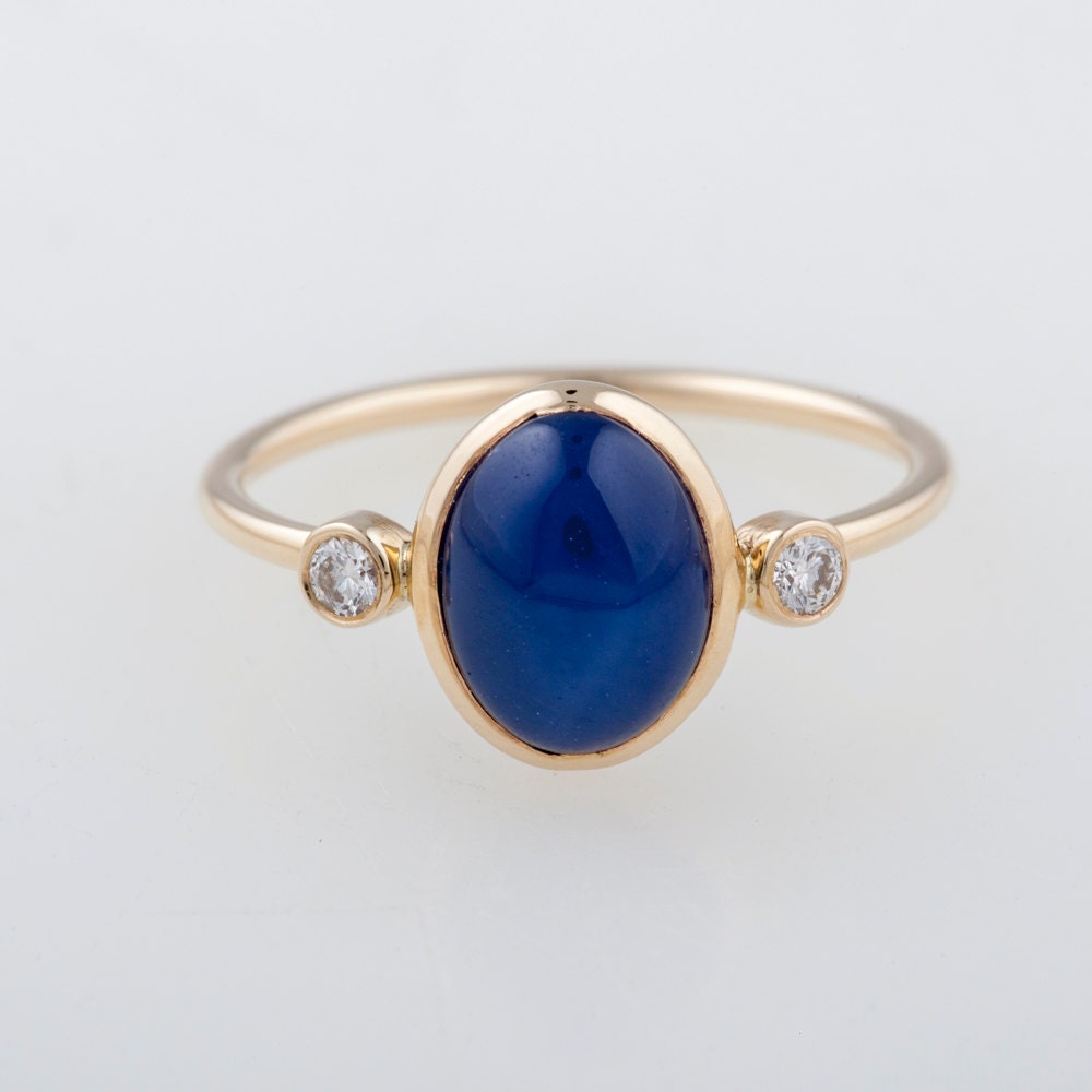 Star Sapphire Diamond 14k Gold Ring | Etsy