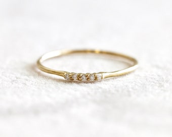 14k Gold Diamond Bar Stacking Ring