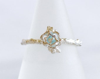 Blue Topaz Rose Ring