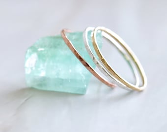 Tri Tone Hammered Stacking Ring