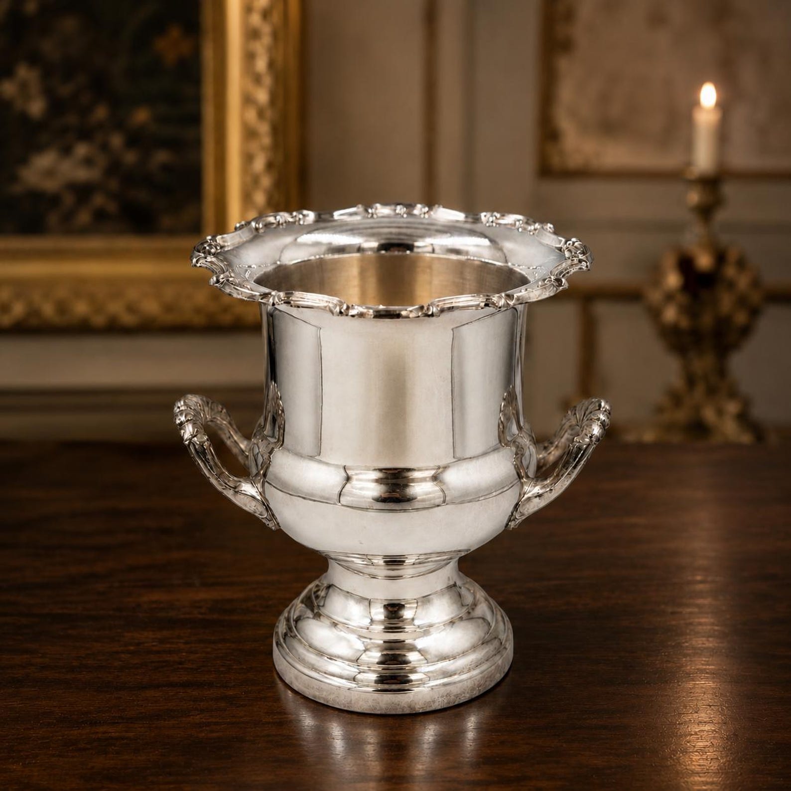 Leonard Silverplate Champagne Bucket, Silver Wine Cooler Urn, Trophy Vase Floral Centerpiece Vintage